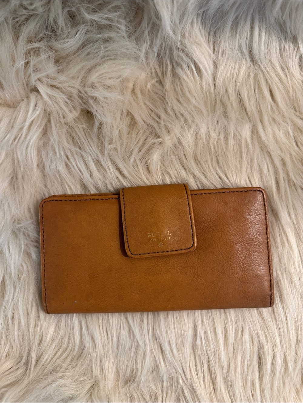 Fossil Cognac Leather Snap Wallet